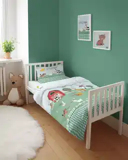 Detexpol komplet pościeli bawełnianej 90x120, traktorek farma, miętowa, błękitna, niebieska, Mayamoo