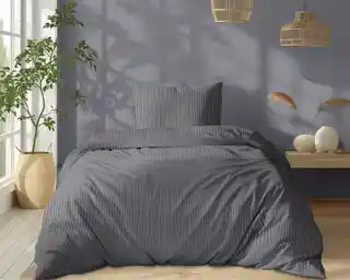 Detexpol Pościel Adamaszek 140x200 Grafit Jednobarwna Pasy