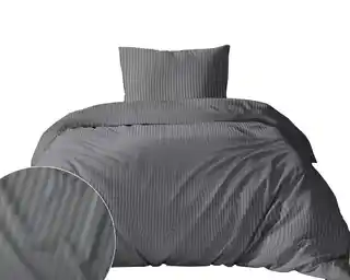 Detexpol Pościel Adamaszek 140x200 Grafit Jednobarwna Pasy