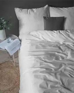 Detexpol Pościel adamaszkowa 160x200 cm srebrna jednobarwne paski 1 cm kolekcja Pure