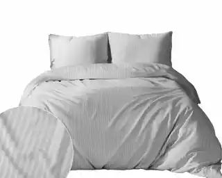 Detexpol Pościel adamaszkowa 160x200 cm srebrna jednobarwne paski 1 cm kolekcja Pure