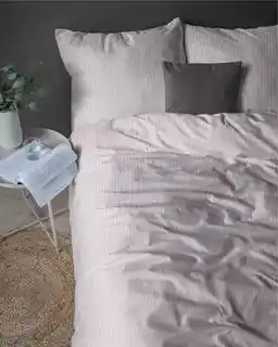 Detexpol Pościel adamaszkowa 220x200 pudrowa różowa jednobarwne paski 1 cm Pure