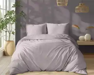 Detexpol Pościel adamaszkowa 220x200 pudrowa różowa jednobarwne paski 1 cm Pure