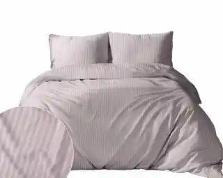 Detexpol Pościel adamaszkowa 220x200 pudrowa różowa jednobarwne paski 1 cm Pure