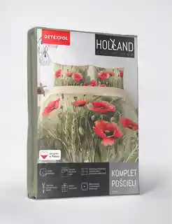 Detexpol Pościel Bawełna 220X200cm Czerwone Maki Kwiaty Łąka Ślub