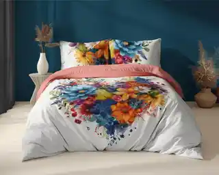 Detexpol Pościel bawełniana 160x200 biała kolorowe kwiaty Holland Home 33
