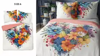 Detexpol Pościel bawełniana 160x200 biała kolorowe kwiaty Holland Home 33