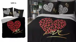 Detexpol Pościel bawełniana 160x200 czarna czerwona biała On i Ona Miłość Love Holland 52