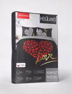Detexpol Pościel bawełniana 160x200 czarna czerwona biała On i Ona Miłość Love Holland 52
