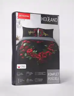 Detexpol Pościel bawełniana 160x200 czarna czerwona serce You and Me Holland 52