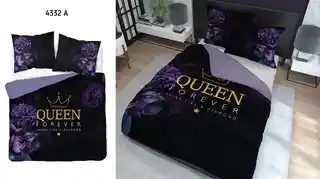 Detexpol Pościel bawełniana 160x200 Queen kwiaty fioletowe czarne Holland