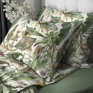 Detexpol Pościel bawełniana 220x200 5241 A kremowa zielona trawiasta żółta Lame Percale