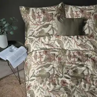 Detexpol Pościel bawełniana 220x200 5241 B kremowa zielona ciemna ceglasta Lame Percale
