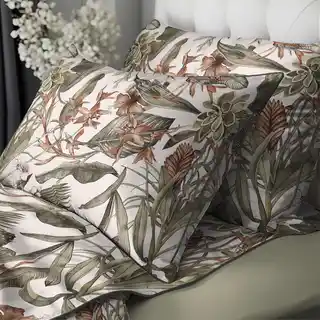Detexpol Pościel bawełniana 220x200 5241 B kremowa zielona ciemna ceglasta Lame Percale