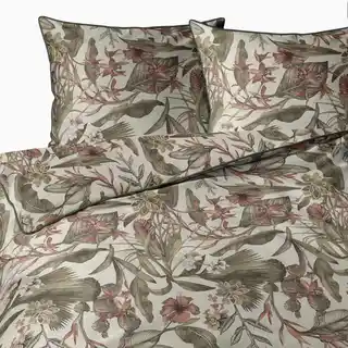 Detexpol Pościel bawełniana 220x200 5241 B kremowa zielona ciemna ceglasta Lame Percale