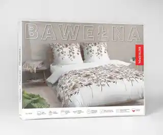 Detexpol Pościel bawełniana 220x200 Bawełna 48 biała beżowa ciemna kwiatki