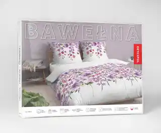 Detexpol Pościel bawełniana 220x200 Bawełna 48 biała fioletowa kwiatki