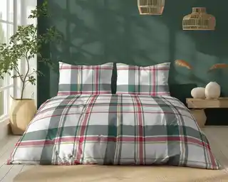 Detexpol Pościel bawełniana 220x200 biała czerwona zielona kratka 5255 A Bawełna 32