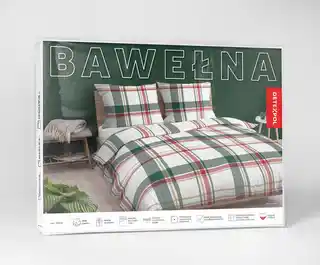 Detexpol Pościel bawełniana 220x200 biała czerwona zielona kratka 5255 A Bawełna 32