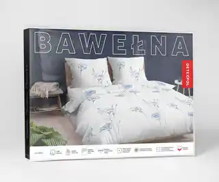 Detexpol Pościel bawełniana 220x200 biała niebieska kwiaty bawełna 40