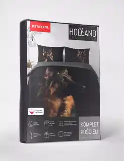Detexpol Pościel bawełniana 220x200 czarna brązowa pies owczarek Holland 52