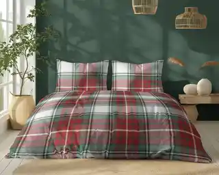 Detexpol Pościel bawełniana 220x200 czerwona biała zielona kratka 5254 A Bawełna 32
