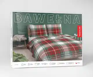 Detexpol Pościel bawełniana 220x200 czerwona biała zielona kratka 5254 A Bawełna 32