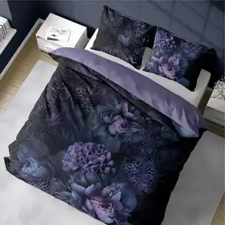 Detexpol Pościel bawełniana 220x200 fioletowa kwiaty Holland