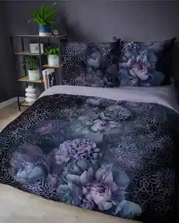 Detexpol Pościel bawełniana 220x200 fioletowa kwiaty Holland