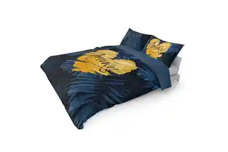 Detexpol Pościel bawełniana 220x200 granatowa amore w liście Holland 35