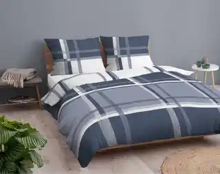 Detexpol Pościel bawełniana 220x200 kratka niebieska biała 4695 B Bawełna 37