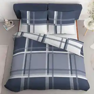 Detexpol Pościel bawełniana 220x200 kratka niebieska biała 4695 B Bawełna 37