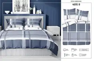 Detexpol Pościel bawełniana 220x200 kratka niebieska biała 4695 B Bawełna 37