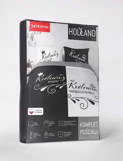 Detexpol Pościel bawełniana 220x200 Mój Królewicz Moja Królewna Holland 52, biało czarna