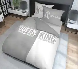 Detexpol Pościel bawełniana 220x200 Queen King szara biała Holland