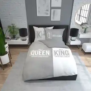 Detexpol Pościel bawełniana 220x200 Queen King szara biała Holland