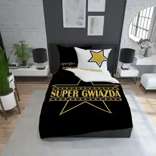 Detexpol Pościel bawełniana 220x200 Super gwiazda czarna biała złota 4109 A Holland 29