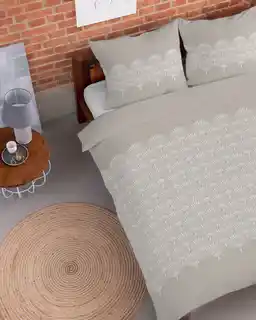 Detexpol Pościel flanelowa 140x200 beżowa rozeta Flanela 24