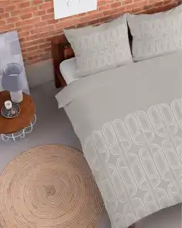 Detexpol Pościel flanelowa 160x200 beżowa geometria4941 B, flanela 2024