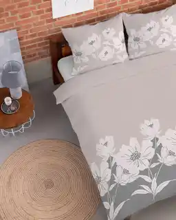 Detexpol Pościel flanelowa 220x200 beżowa kwiaty 4948 B Flanela 2024