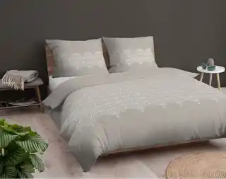 Detexpol Pościel flanelowa 220x200 beżowa rozeta, bawełna, kolekcja Flanela 24