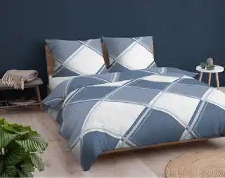 Detexpol Pościel flanelowa 220x200 niebieska kratka Flanela 24