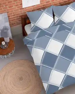 Detexpol Pościel flanelowa 220x200 niebieska kratka Flanela 24