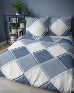 Detexpol Pościel flanelowa 220x200 niebieska kratka Flanela 24