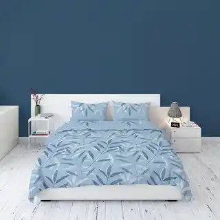 Detexpol Pościel flanelowa 220x200 niebieska liście łąka, flanela 2023
