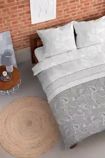 Detexpol Pościel flanelowa 220x200 Paisley szara biała 4032
