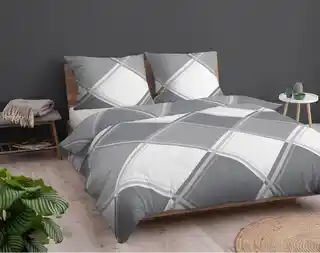 Detexpol Pościel flanelowa 220x200cm. Bawełna 100 procent Kratka Szara