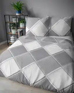 Detexpol Pościel flanelowa 220x200cm. Bawełna 100 procent Kratka Szara