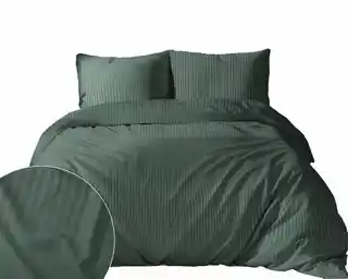 Detexpol Pościel oliwkowa zielona 180x200 satyna bawełniana hotelowa delikatna paski