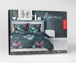 Detexpol Pościel satynowa 140x200 4769 A ciemna zielona kwiaty Home Satin 54
